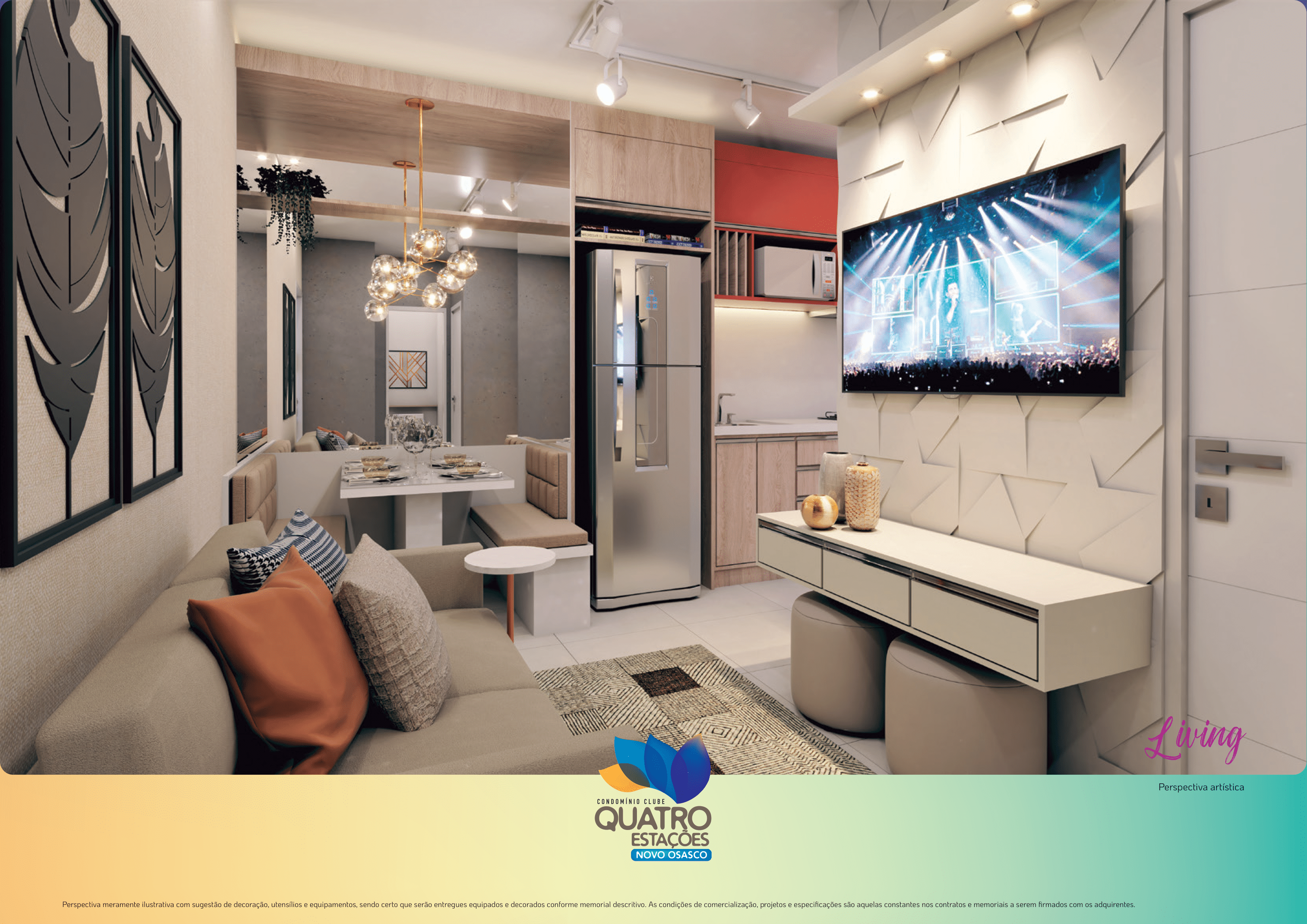 Sala de estar do apartamento decorado Quatro Estações