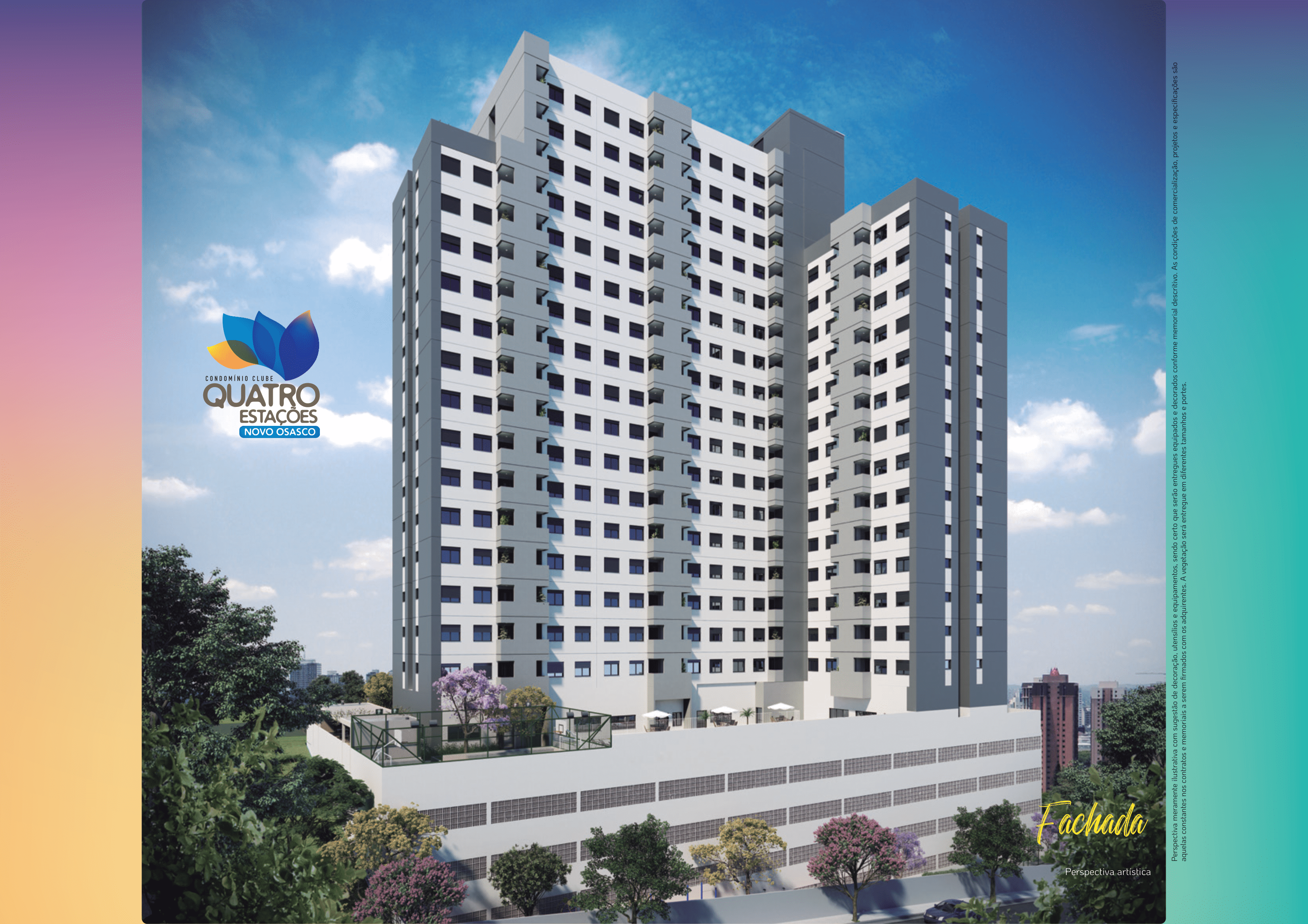 Fachada moderna do Residencial Quatro Estações em Novo Osasco